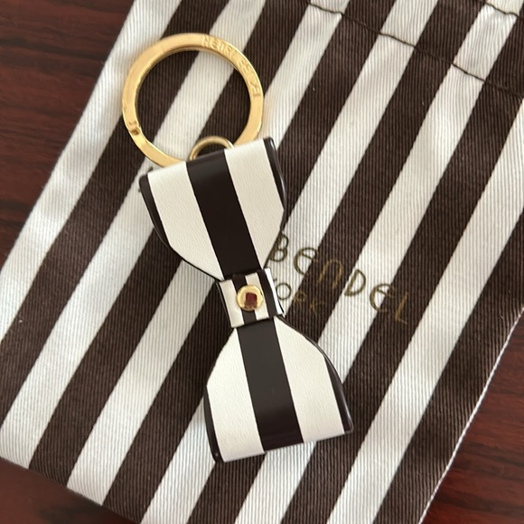 Rare Centennial Stripe Henri Bendel Triple Bow Key Fob - Picture 3 of 5